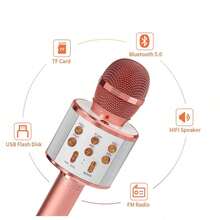 Microphone With Audio Integration, Wireless Bluetooth Microphone For Singing, Home Use, Outdoor Party, Family Gathering, Supports TF Card, USB Playback - Multicolor - View 12