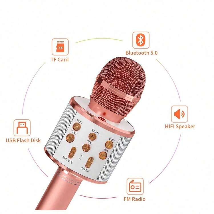 Microphone With Audio Integration, Wireless Bluetooth Microphone For Singing, Home Use, Outdoor Party, Family Gathering, Supports TF Card, USB Playback - Multicolor - View 11