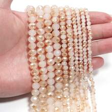 1 buah Manik Kristal Abacus Pipih Berfaset Warna Giok Putih & Amber, Manik-manik Serbaguna untuk Kerajinan Tangan DIY, Cocok untuk Gelang, Kalung, Perhiasan, Perhiasan Unik, Tali Ponsel, Gantungan Kunci, Manik-manik Grosir - Setengah amber giok putih - View 3