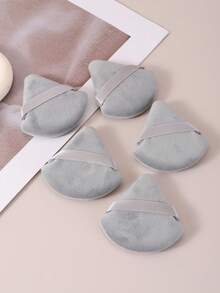 5 件套三角干湿化妆海绵粉扑带肩带，超柔软海绵粉扑适合所有肤质，化妆美容工具 - 灰色 - 查看 1