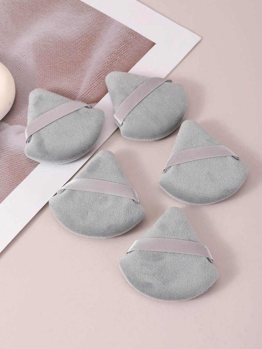 5 件套三角干湿化妆海绵粉扑带肩带，超柔软海绵粉扑适合所有肤质，化妆美容工具 - 灰色 - 查看 1