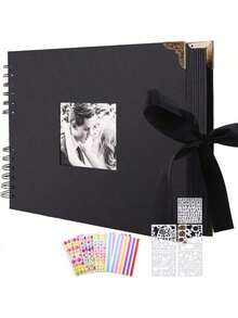 圣诞节DIY相册套装，含80页黑色内页、照片胶贴，DIY礼物，婴儿剪贴簿套装，家庭、周年纪念、生日、情人节、婚礼相册，包含贴纸，毕业礼物，家居装饰，新年礼物 - 彩色 - 查看 5