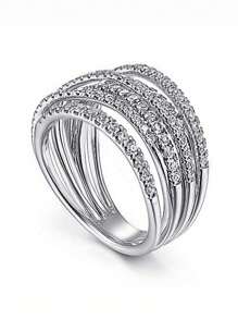 1枚奢华立方氧化锆戒指，女士款，情人节礼物，结婚纪念日派对首饰