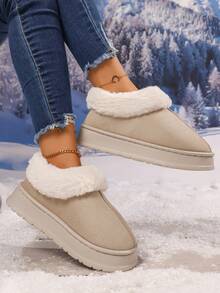 Women Slippers Fluffy Cozy Fashion Slippers Warm Soft House Slippers,House Slippers Women,Women's Winter Slippers, Platform Snow Boots, Thickened Flat Boots, Warm Shoes, Outdoor Non Slip Boots,Uggs Knockoff,Winter Boots For Women - 米色 - 查看 5