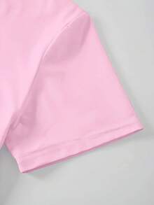 Women Blood Palm Print Loose Oversized T-Shirt For Women - Casual Polyester Knit Fabric With Round Neckline, All-Season Comfort, 1 Piece, 200gsm - hồng - Xem 4