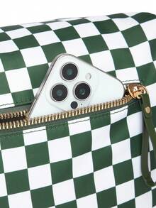 Classic Checkered Design Crossbody Bag–Matches Diverse Styles For Outings, Commutes & Leisure Time  Ample Space For Daily Errands, Casual Outings & Travel Adventures - Lưới xanh - Xem 6