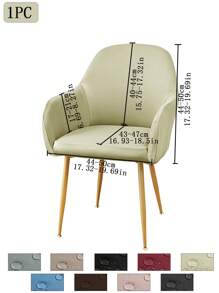 1件/2件/4件/6件装纯色牛奶丝新款弧形薄款座椅套，经典简约设计，防水（非100%防水），防尘，适用于客厅、餐厅、书房等场所，100%涤纶薄款弧形椅套，房间装饰 - 彩色 - 查看 16