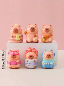 1/3pcs -Capybara Party Gifts, Cute Animal Ornaments, Class Rewards, Gift Basket Fillers, Perfect Holiday Gifts, Durable Rubber, Unique Animal Ornaments, Great For Party Gifts And Holiday Gifts, Birthdays, Valentine's Day, Parties Great For Party Favors And Holiday Gifts Halloween Christmas Party Gifts - Small Capibara - View 3