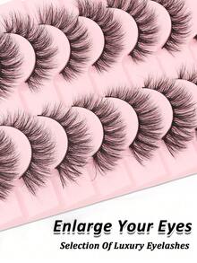 10 Pairs Of Natural Fluffy False Eyelashes, Naturally Extend The End Of The Eye, Beautiful False Eyelashes, Thick, Reusable