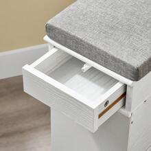 SoBuy Shoe Bench With Seat Cushion, Storage Space, Shoe Cabinet, Shoe Rack, Narrow, Space-Saving Bench With Storage Space For Hallway, Living Room, Bedroom, White Vintage Wood Grain Effect FSR82 - 61x51x24cm White - View 11