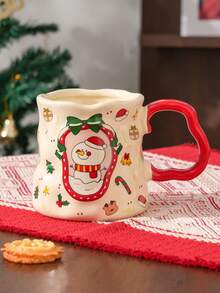 1 Piece, Christmas Theme, Ceramic Mug, Large Capacity Of 330ml, Suitable For Gifting To Friends, Lovers And Parents, Portable, Machine-Washable, High-Quality, Ceramic Craftsmanship, Reusable - Multicolor - View 12