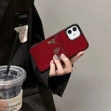 1 pieza Funda de teléfono con estampado de leopardo negro y rojo de material TPU compatible con iPhone/compatible con smartphones Redmi, versión internacional, no la versión nacional - Negro - Ver 3