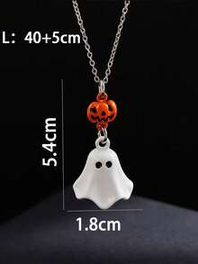 1-3pcs Pumpkin & Ghost Earrings, Cute Enamel Fashion Creative Personalized Versatile Drop Oil Stud Earrings, Pumpkin & Ghost Necklace Suitable For Halloween Party Jewelry