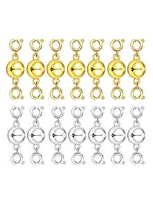 磁力项链扣、双磁力项链扣、镀金和镀银珠宝扣转换器、项链延长器（适用于项链、手链、珠宝制作配件） - 圓球彈簧扣雙頭磁扣 - 查看 1