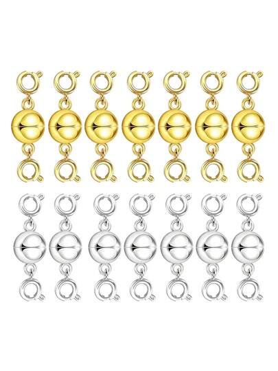 Magnetic Necklace Clasp,Double Magnetic Necklace Clasps Closures,Golden And Silvery Plated Jewelry Clasps Converters,Necklace Extenders For Necklaces,Bracelets, Jewelry Making Findings