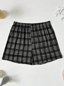 4pcs/Set Men's Plaid Print Airy Shorts, Casual Loose Elastic Waist Pajama Pants, Comfortable Multi-Color Set