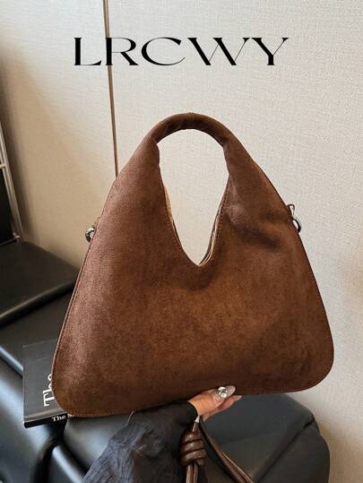 Women's Tote Bag Large Capacity Shoulder Bag, Minimalist Fashion Knotted Strap, Coffee Color Suitable For Shopping, Commuting And Travel