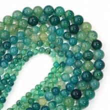 1pc Green Dragon Pattern Agate Stone Beads, 6/8/10mm Natural Stone Beads - Green - View 6