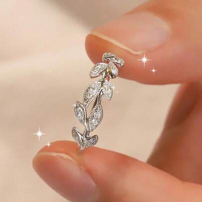 1 Pc Exquisite Glamorous Tree Branch Small Moissanite Ring For Women 925 Sterling Silver Suitable For Engagement Wife Gifts Bride Fine Jewelry
