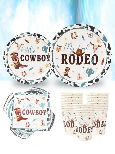My First Rodeo Western Cowboy Birthday Jednorazowe Papierowe Naczynia Zestaw Cowboy Boots Hat Pattern 8 szt. 7&9 cali Talerze Papierowe 8 szt. Kubki Papierowe 8 szt. Serwetki Papierowe, Western Rodeo Theme Birthday Party Obiadowe Naczynia Zastawa Stołowa, Wystrój Domu, Western Cowboy Birthday Decorations, Western Cowboy Party Decor, Wszystkie Urodzinowe Artykuły Na Przyjęcie, Western Cowboy Theme Birthday Party Jednorazowe Tace Kubki Serwetki Talerze, Upominki Na Przyjęcie