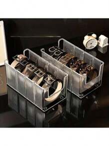 2 件装亚克力腰带收纳盒，适用于衣柜和抽屉 - 带可调节 3 个隔层和可堆叠设计，衣柜和抽屉收纳，用于存放领带、皮带、珠宝 - 彩色 - 查看 11