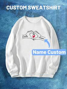 Customized Men Personalized Couple Name Casual Crew Neck Sweatshirt, Long Sleeve Top, Best Gift For Friends , Fall