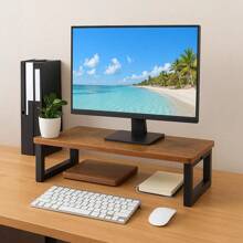 Vintage Monitor Stand Riser Desktop Storage Organiser Shelf 55 X 23 X 14cm For Notebook PC Printer Lift Stands - Variant - View 5