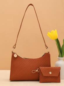 Multifunctional Large Capacity Underarm Bag, Casual Shoulder Bag For Daily Outing - Brown - View 2