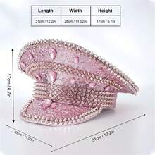 Glitter Captain Hats Luxury Diamond Sequin Captain Caps Bachelorette Hen Party Favors - 飯白色 - 查看 7