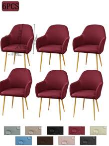 1件/2件/4件/6件装纯色牛奶丝新款弧形薄款座椅套，经典简约设计，防水（非100%防水），防尘，适用于客厅、餐厅、书房等场所，100%涤纶薄款弧形椅套，房间装饰 - 彩色 - 查看 40