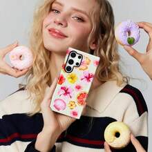 Checkered Phone Case For Samsung Galaxy S24 Ultra S22 S23 And A Series, Cute Plaid Checkerboard, Floral Pattern Compatible With IPhone 16 15 14 13 12 11 Pro Max Plus Protective Case Cover For Girls Women - 芙蓉貝殼 - 查看 5