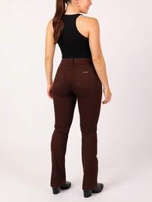 Flare Jeans Long High Waist Simple Casual Denim Zipper Pocket Button Evening Holiday Daily Autumn Winter - 咖啡棕 - 查看 2