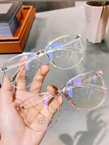Women Round Everyday Versatile Lightweight Non-Prescription Glasses Clear Glasses Accessories - Multicolor - View 2