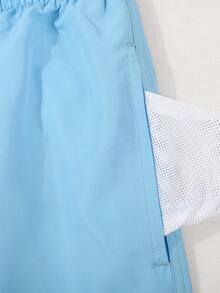 Men's Swim Trunks Solid Color Fashion Casual Quick Dry Swim Shorts With Pockets & Mesh Lining Beach Shorts For Beach Summer Holiday Swimming Surfing - Màu xanh nhạt - Xem 5