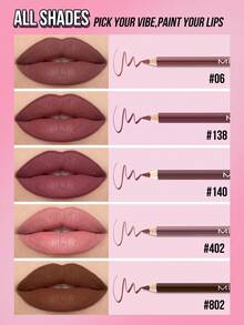 MISSLYN Silky Lip Liner Pencil, Lip Liner, Smooth Application, Long-Lasting Color, Precise Outlining, Smudge-Proof, One-Stroke Application, Silky Smooth, Lip Makeup, 3D Effect, Wooden Pencil Design, Classic Pencil Shape - #06 - Xem 4