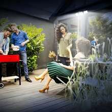 1 件/2 件 74 LED 太阳能户外花园灯，户外阳光照明灯具，带 3 个头，可进行全方位照明，夜灯，庭院、车库、房车露营、门廊、小路和花园的安全照明，适用于圣诞节、万圣节节日照明 - 三頭壁燈-連體 - 查看 3