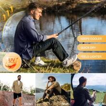 CAMEL CROWN Men's Long-Sleeve Sun-Protection Shirt Outdoor Quick-Drying Hiking Fishing Button-Down Shirt