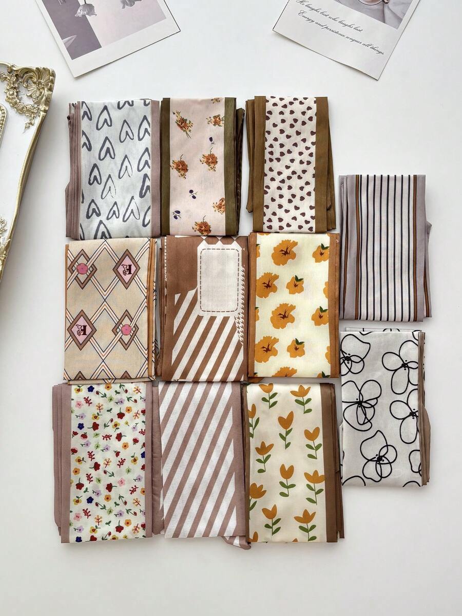 11件套女士印花雪纺围巾头带，优雅百搭，适合日常、约会、度假、节日等场合，是送礼佳品。这款发饰兼具运动发带、跑步发带、骑行发带、吸汗带等功能，是秋冬必备的女士头巾和柔软头巾。 - 彩色 - 查看 1