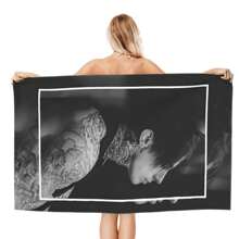 Ronnie Radke Themed Microfiber Beach Towel - Black & White Tattoo Portrait Design, Lightweight & Quick-Dry Swimming, Gym, Yoga, Travel - Modern Bath & Beach Accessory, Bold Pattern, Durable Material, Yoga Practitioners