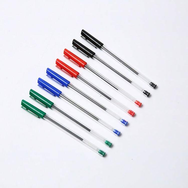 100 支圆珠笔防水创意塑料圆珠笔，适合男女学生、书写、笔记、标记、绘图、文具、学校用品返校 - 彩色 - 查看 2