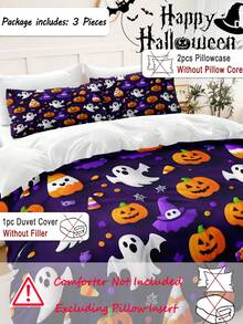 2/3pcs Multi-Color Synthetic Fiber Halloween Pumpkin & Ghost Eye Print Set - Multicolor - View 2