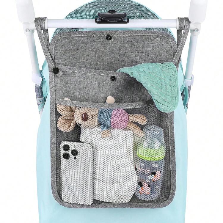 Baby Stroller Bag Hanging Net Big Bags Portable Baby Umbrella Storage Bag Pocket Cup Holder Organizer Universal Useful Accessory Double Layer Baby Stroller Hanging Bag Net Bag Baby Umbrella Bag Universal Baby Stroller Storage Bag Baby Bottle Water Cup Bag - Multicolor - View 9