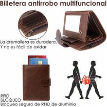 Lukovee Billetera para Hombre Piel, Cartera para Hombre RFID Bloqueo Antirrobo Tarjetero de Cartera Cuero Minimalista, Billetera Hombre Carteras para Caballero Plegable para Hombre Regalo - Negro (Nuevo) - Ver 2