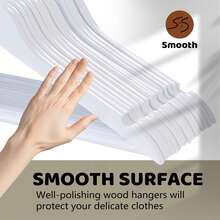 White Solid Wood Non-Slip Coat Hangers, High Quality Solid Wood Coat Rack, Thickened And Load-Bearing Without Deformation Non-Slip Groove Design, Collar Protection, Coat, Suit, Shirt, Light Luxury Wardrobe Storage Device