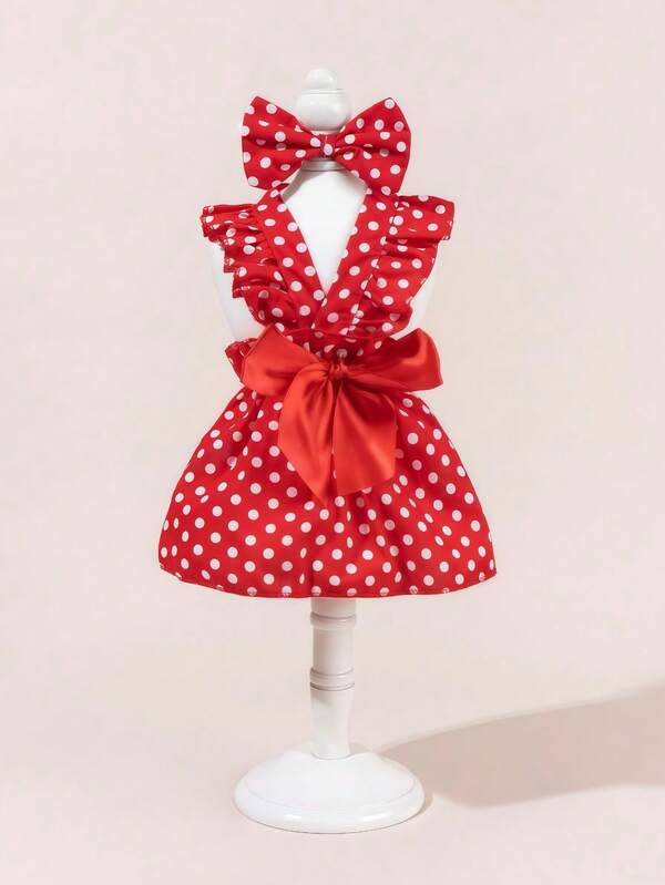 1 peça de vestido de tule para animais de estimação com laço, vestido estampado fofo e moderno + fantasia de animal de estimação com laço, vestido de princesa de malha elástica para cães e gatos