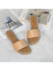 Women's Glitter Shiny Slide Sandals Sparkle Fancy Flat Slippers Slip-On Jeweled Shoes  BINGO-2 - khỏa thân - Xem 5