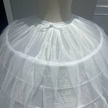 تنورة داخلية كبيرة الحجم، 6 حلقات، أبيض، فائق الكثافة، فستان زفاف، تنورة ذات قطر كبير سميك، قابلة للتعديل بقطر تقريبي 140 سم - أبيض - مشاهدة 2