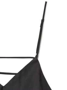 DEEKA New Sexy V-Neck Satin Backless Slip Dress, Elegant Party/Event Lingerie-Style Holiday Gown