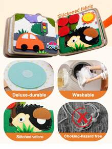 Montessori Cicha Książka Dla Maluchów 18M+ Dzieci Żyrafa Filcowa Zajęta Książka Zmywalne Książki Opowieści Dla Przedszkolaków Przedszkolna Tablica Edukacyjna Dla Chłopców Dziewczynek 2 3 4 5