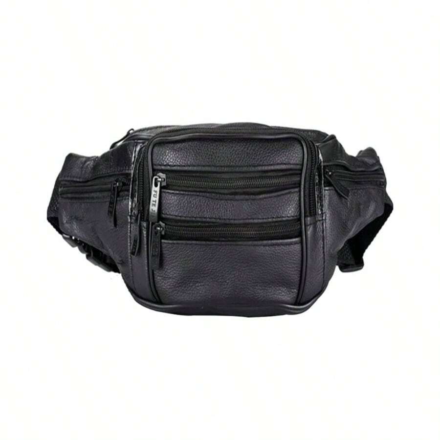 Leather Fanny Pack For Men Women Belt Bag With Adjustable Waist Belt, Lightweight Fanny Pack Comes With Multiple Zippered Pockets Easy Carry Any Phone, Wallet (Reddish Brown) - 黑色 - 查看 1